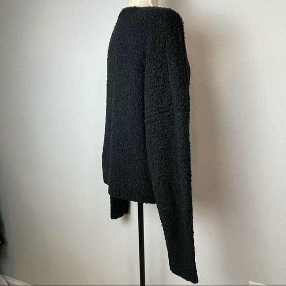 Free People Solid Black Over Sized V Neck Pullover Chunky Cotton Sweater size M - Picture 13 of 14
